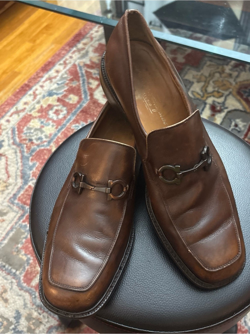 Salvatore Ferragamo Brown Leather Horsebit Loafers